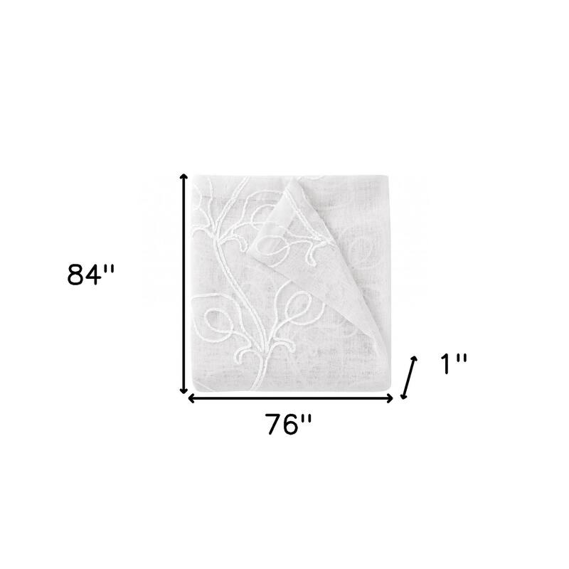HomeRoots Set of Two 84" White Boho Embroidered Window Panels - 84" x 76"