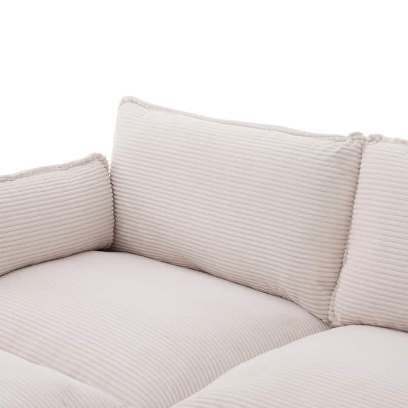 102.95" L-Shaped Corduroy Sectional Sofa with Movable Ottoman