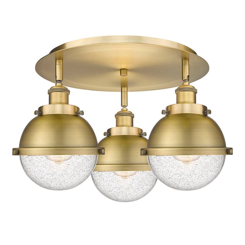 Innovations Lighting Ballston Urban - 3 Light 18" Flush Mount - Brushed Brass/Brushed Brass and Seedy