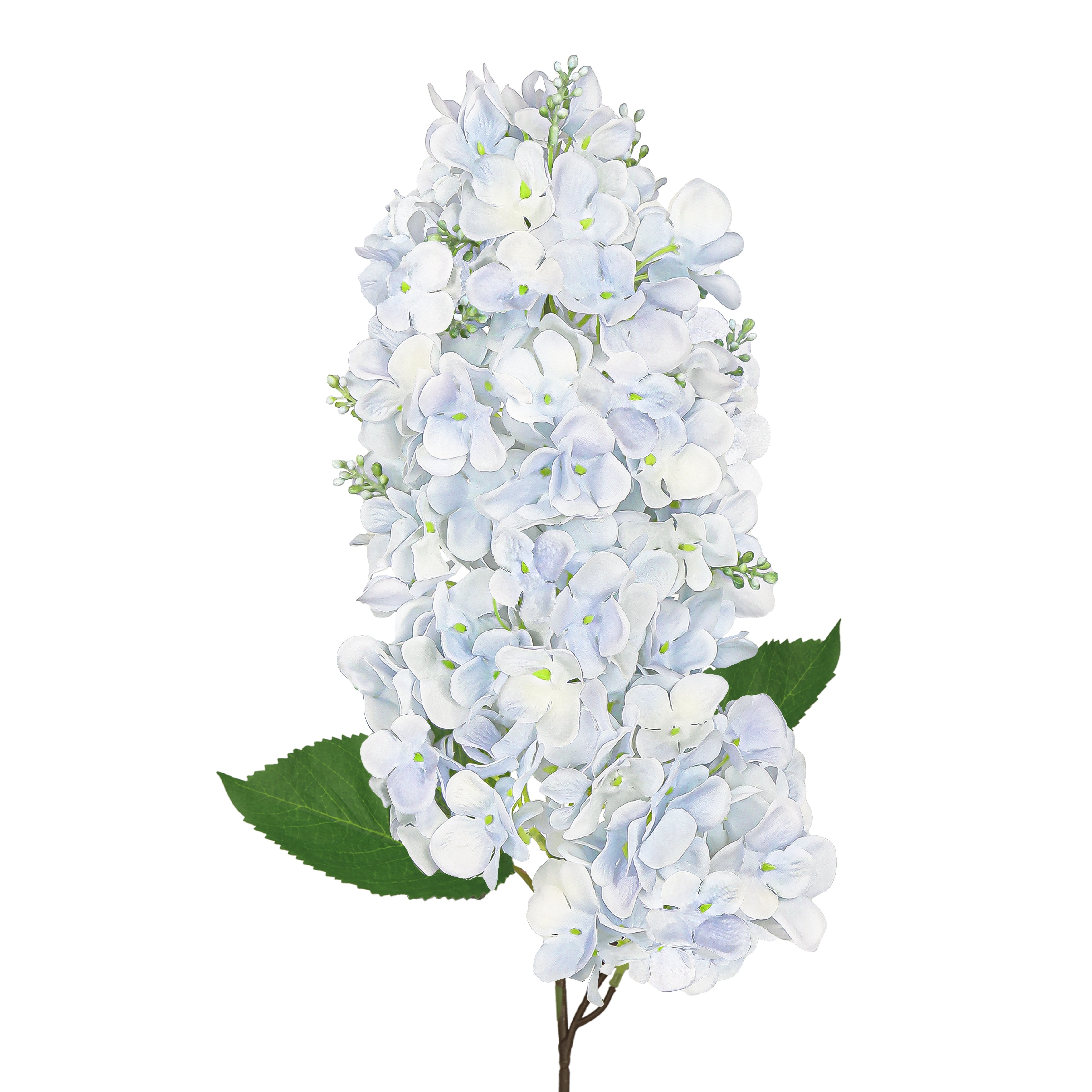 Set of 2 Deluxe Light Blue Artificial Cone Hydrangea Flower Stem