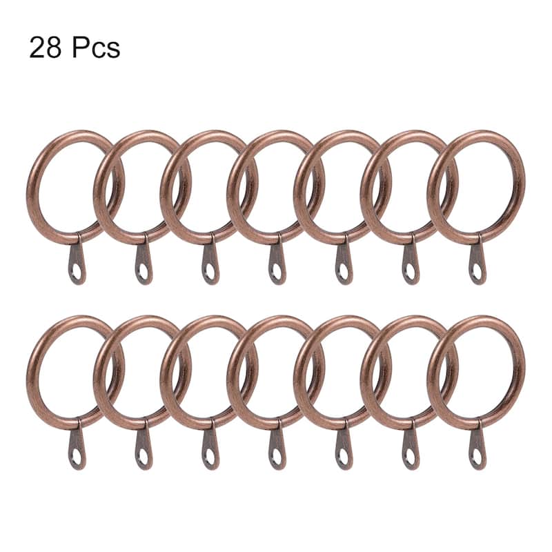 Curtain Rings, Metal Drapery Ring for Curtain Rods, 28 Pcs - Copper - 28mm