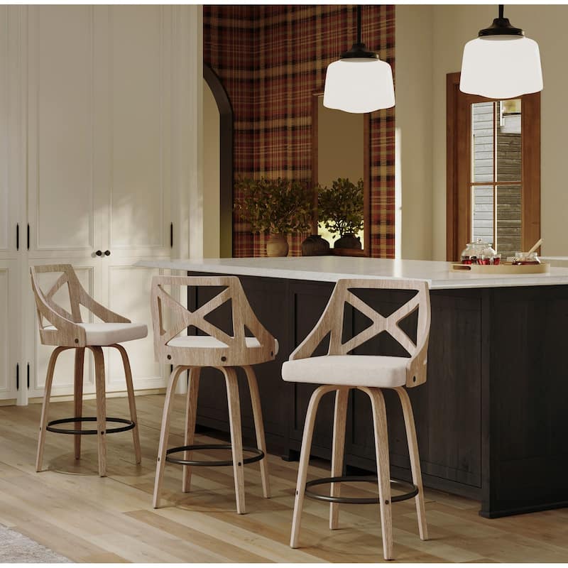 The Gray Barn Charlotte 26" Fixed-Height Counter Stool with Bent Wood Legs (Set of 2)