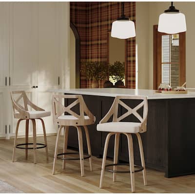 The Gray Barn Charlotte 26" Fixed-Height Counter Stool with Round Footrest (Set of 2)