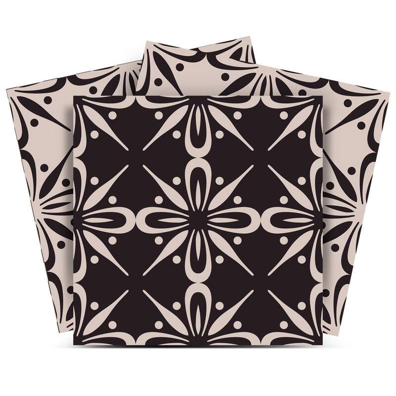 12" X 12" Gray and Black The Clover Peel and Stick Removable Tiles