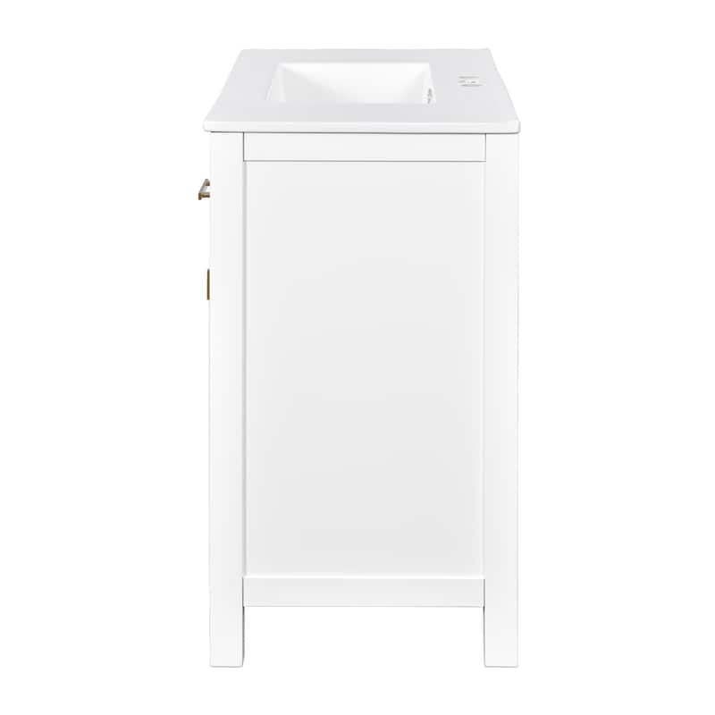 72''Vanity With Ceramic Sink Combo Set, Modern Freestanding Single Cabinet With 4 Drawers & 2 Cabinets,Storage Cabinet