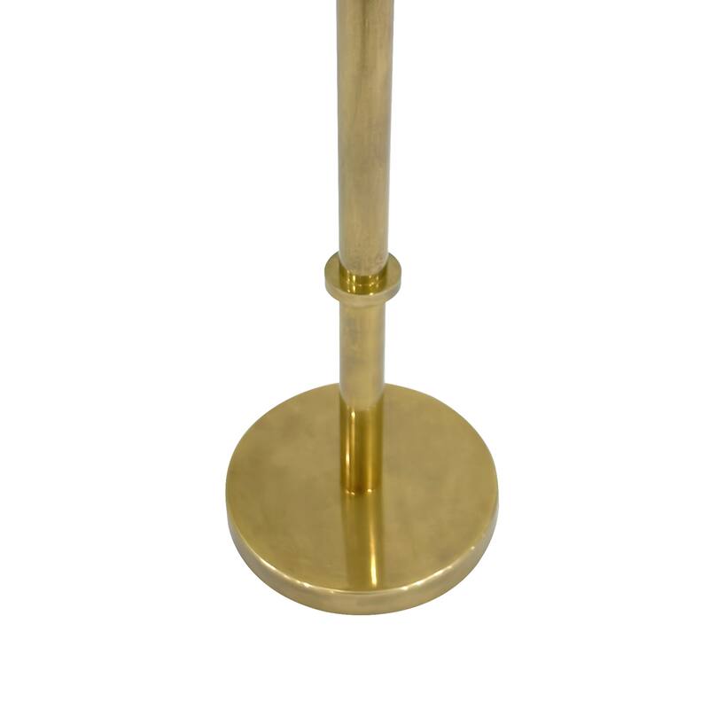 Ara 22 Inch Side End Table, Vintage Sleek Pillar Base, Round Tray Top, Oxidized Antique Brass