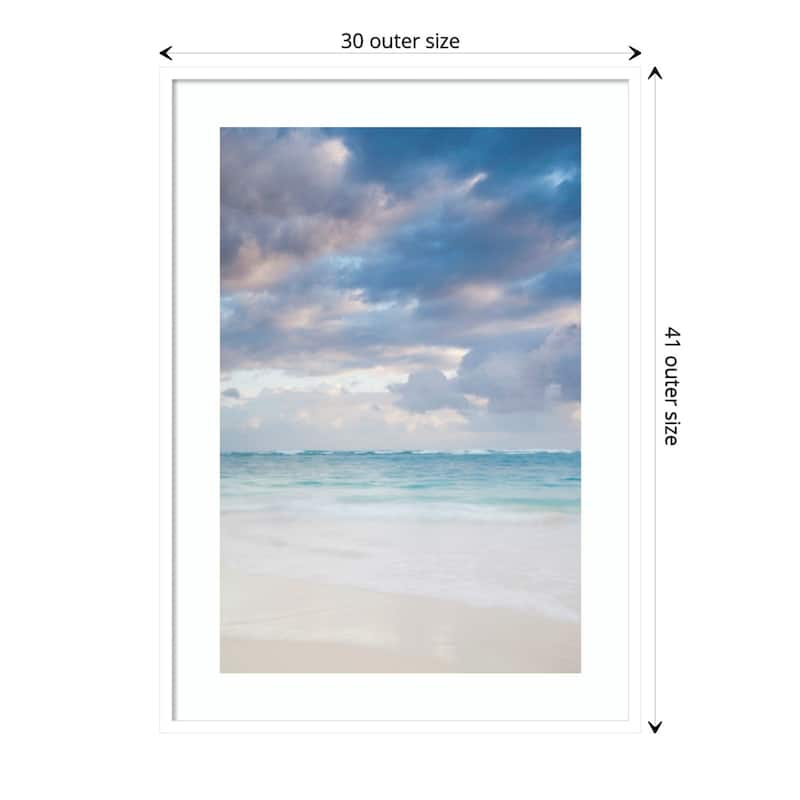 Bavaro Beach at Dawn by Walter Bibikow Danita Delimont Wood Framed Wall Art Print - Svelte White - 30 x 41 in - Wood - White
