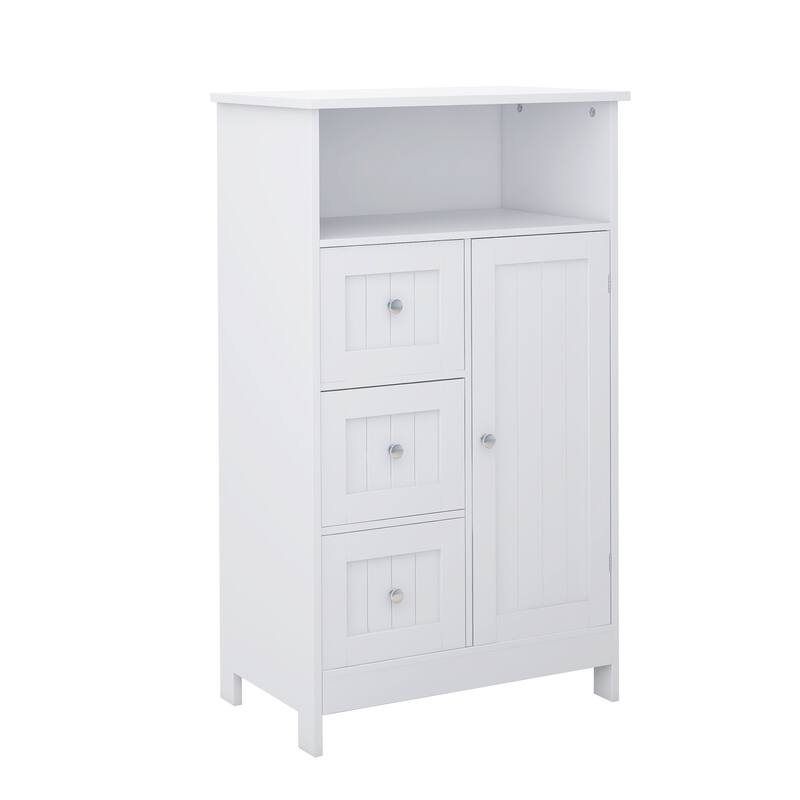 Anmytek 39''Tall Storage Cabinet with Drawers and Adjustable Shelf White Bathroom Entryway Organizer Narrow