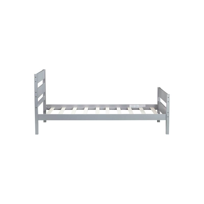 Minimalist Twin Bed with Headboard, Footboard, and Underbed Storage, Grey