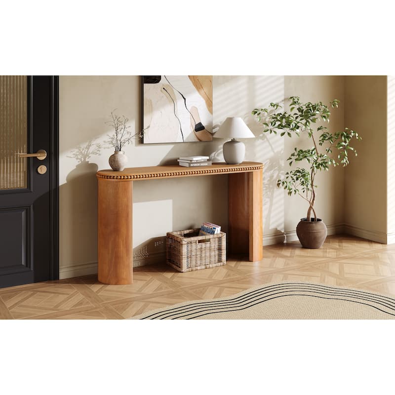 Mirod Vintage Console Table with Beaded Trim and Reversible Curved Legs