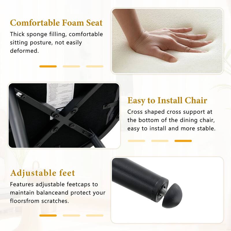 Set of 2, Velvet Dining Chairs with Metal Legs, Modern Accent Chairs for Dining Room & Kitchen