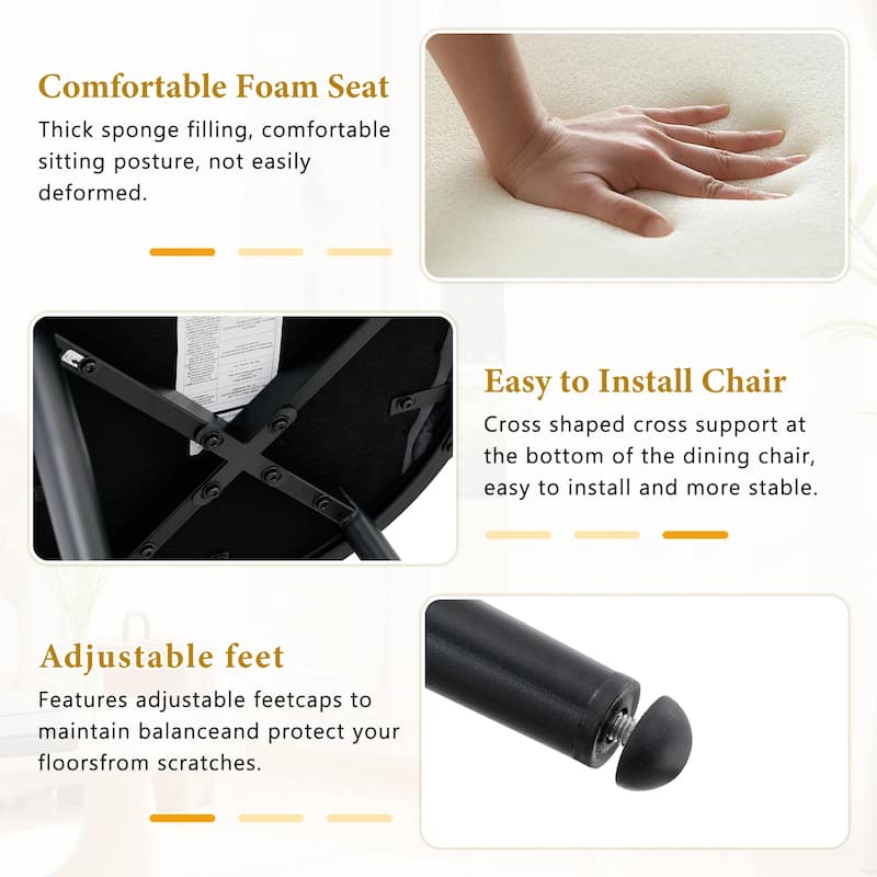 Velvet Dining Chairs Set of 2, Modern Upholstered Vanity Chairs Accent Chairs with Golden Metal Legs