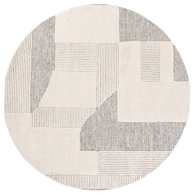 SAFAVIEH Handmade Natura Malakeh Wool Rug - 6' Round - Ivory/Charcoal