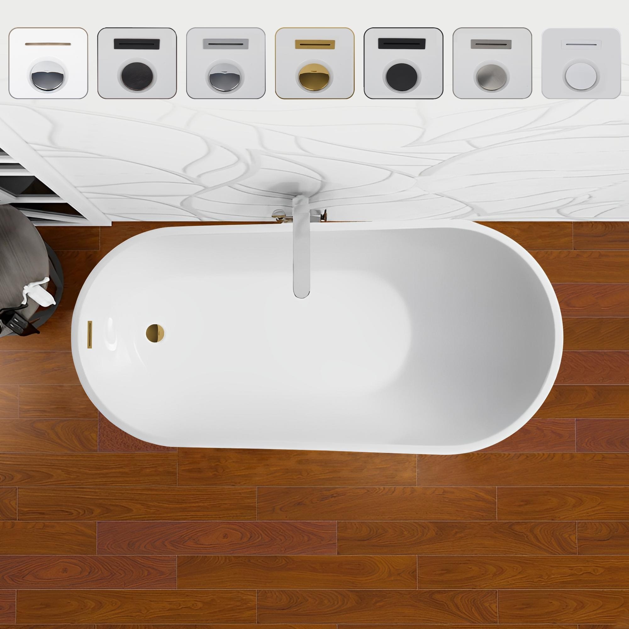Vanity Art 55" X 28" White Acrylic Freestanding Bathtub