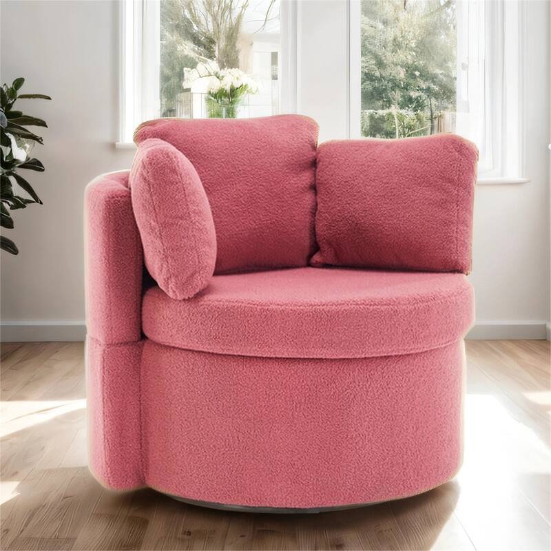 Teddy Fabric Swivel and Storage Chair w/ Back Cushion for Living Room