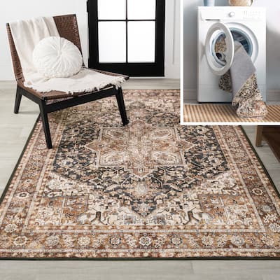 JONATHAN Y Kingdarr Mid-Century Medallion Chenille Machine-Washable Area Rug