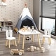 preview thumbnail 5 of 14, Kids Table and 2 Chairs Set,3 Pieces Rabbit Themed Toddler Table and Chair Set,Children Activity Play Table Set Solid Wood Legs