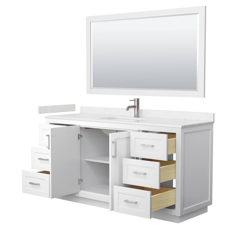 Miranda Bathroom Vanity Set, Cultured Marble Top, 58-Inch Mirror