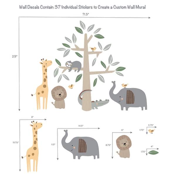 Lambs & Ivy Jungle Story Safari Elephant/Tree Nursery Wall Decals/Stickers
