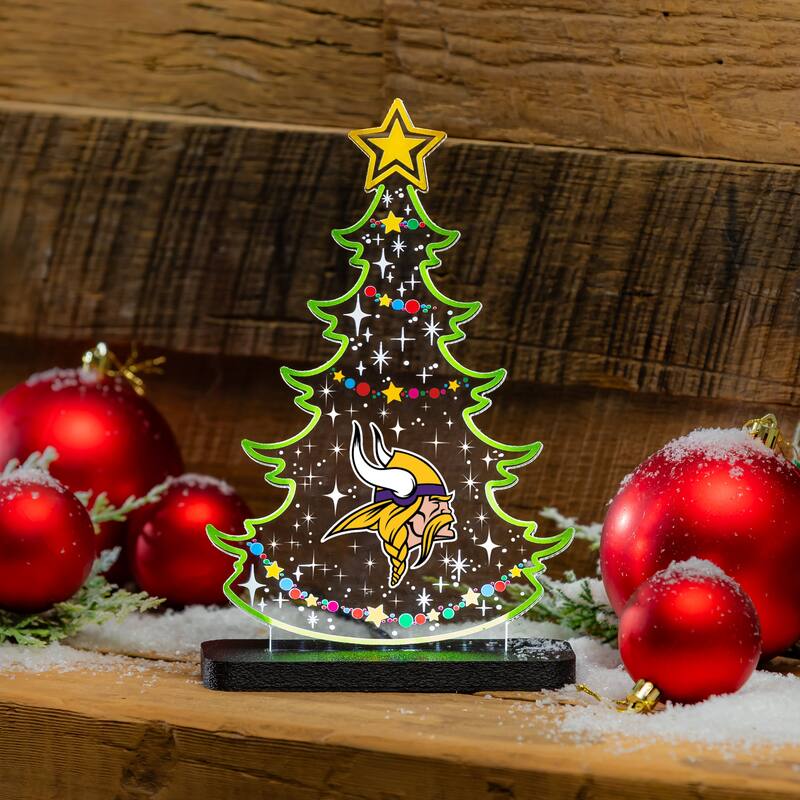 10" LED Tabletop Christmas Tree Desklite Sign, Minnesota Vikings
