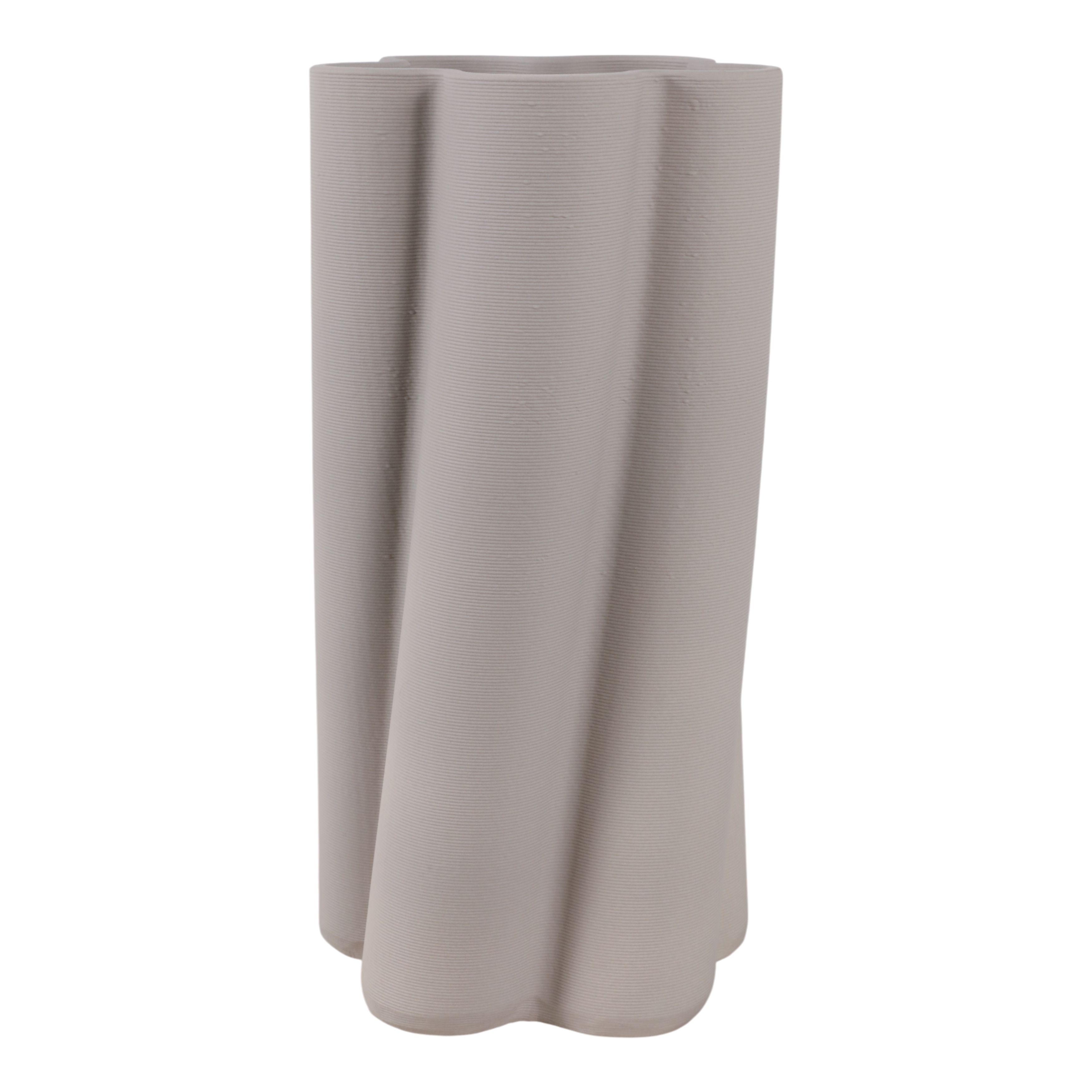 Porcelain Vase Sculptural Vertical Wave Design with Curved Silhouette