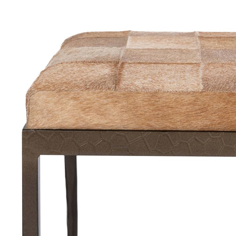 Classic Home Achen Leather Hide Ottoman Bench