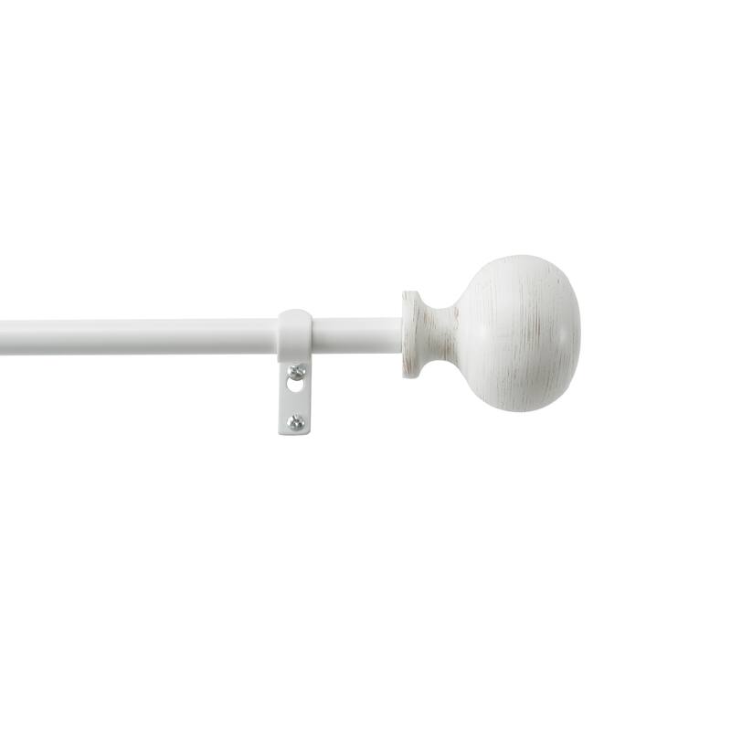 Martha Stewart Bergen Window Rod and Finial Set - 66''-120'' - White Washed Wood