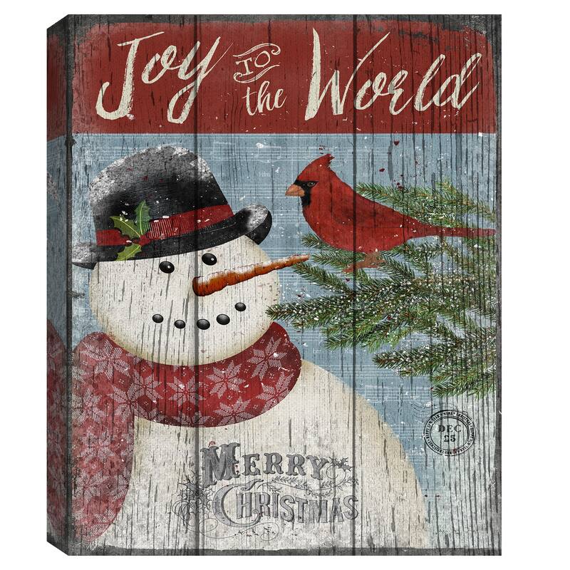 Joy to the World Snowman Canvas Art Print