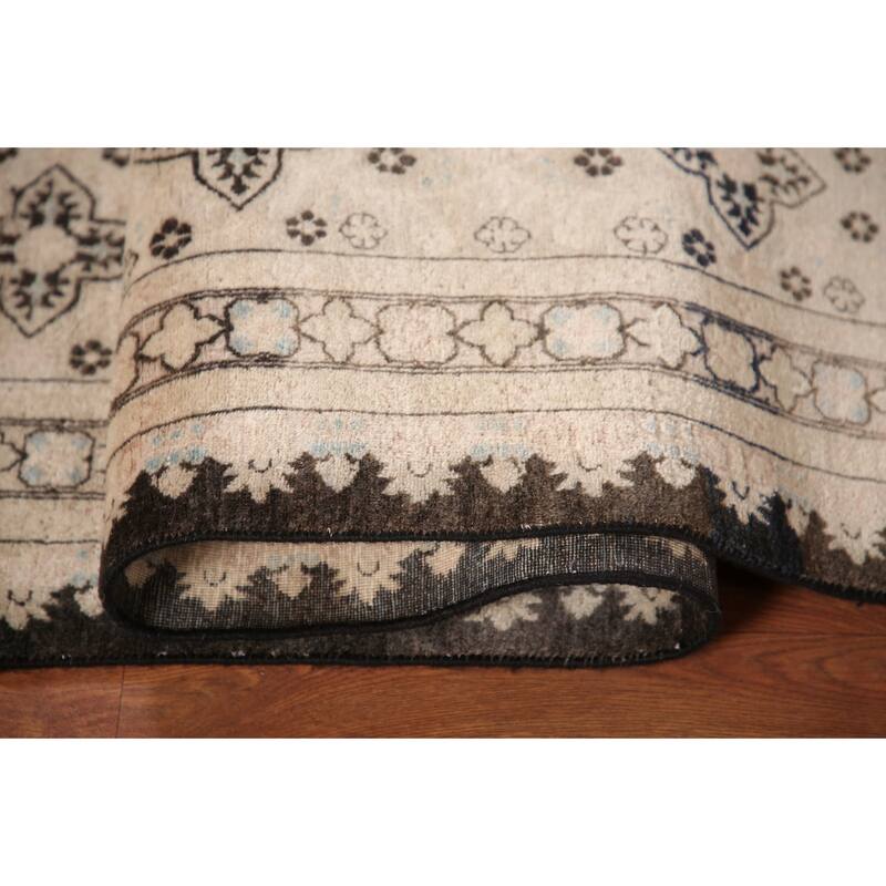 Geometric Royal Tabriz Oriental Area Rug Handmade Vintage Wool Carpet - 6'2" x 8'10"