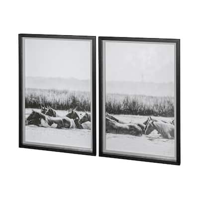 Water Horses III 43.0L x 1.6W x 63.0H (Set of 2) Framed Art Print