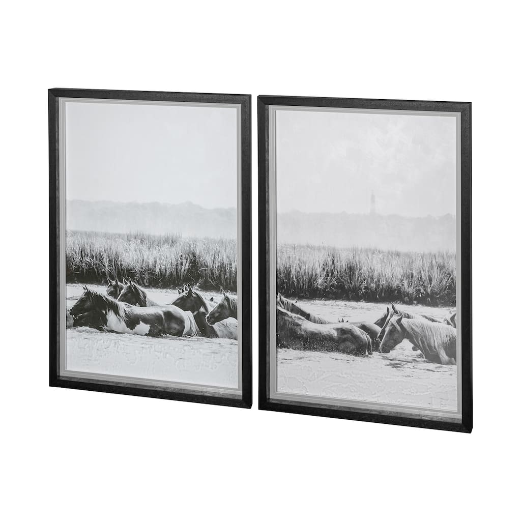 Water Horses III 43.0L x 1.6W x 63.0H (Set of 2) Framed Art Print