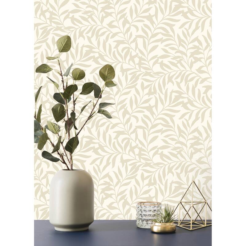 Brewster Salix Beige Leaf Wallpaper