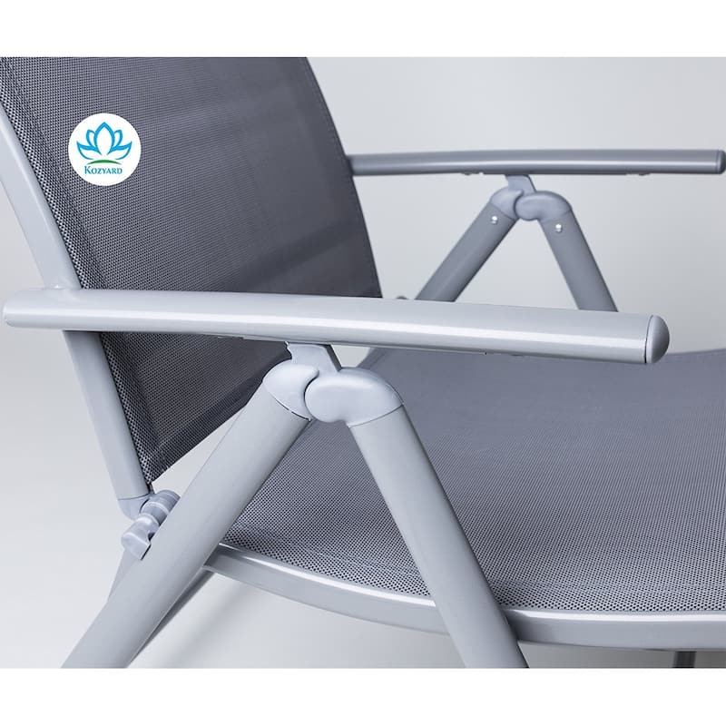 Kozyard Cozy Aluminum Beach Yard Pool Folding Reclining Adjustable Chaise Lounge Chair (1 Pack)