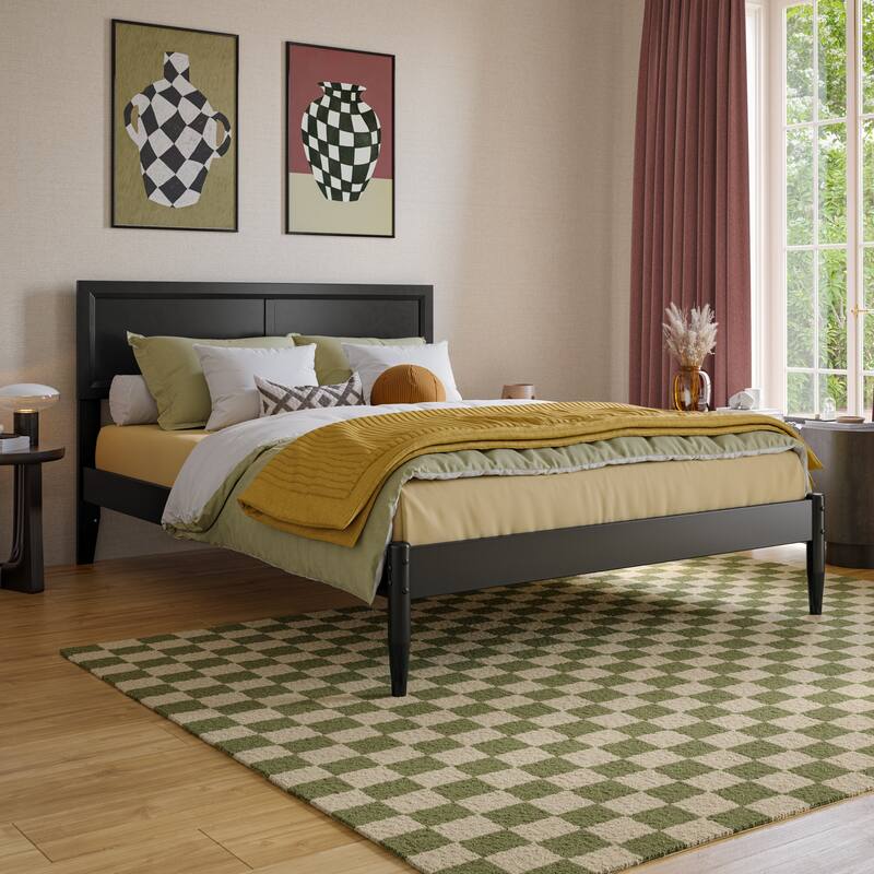 Ellarie Platform Bed with Adjustable Headboard - Full - Black