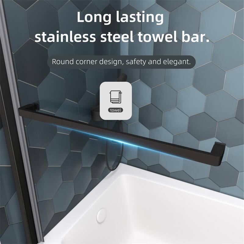 Bathroom Shower Sliding Door with 5/16" Tempered Glass
