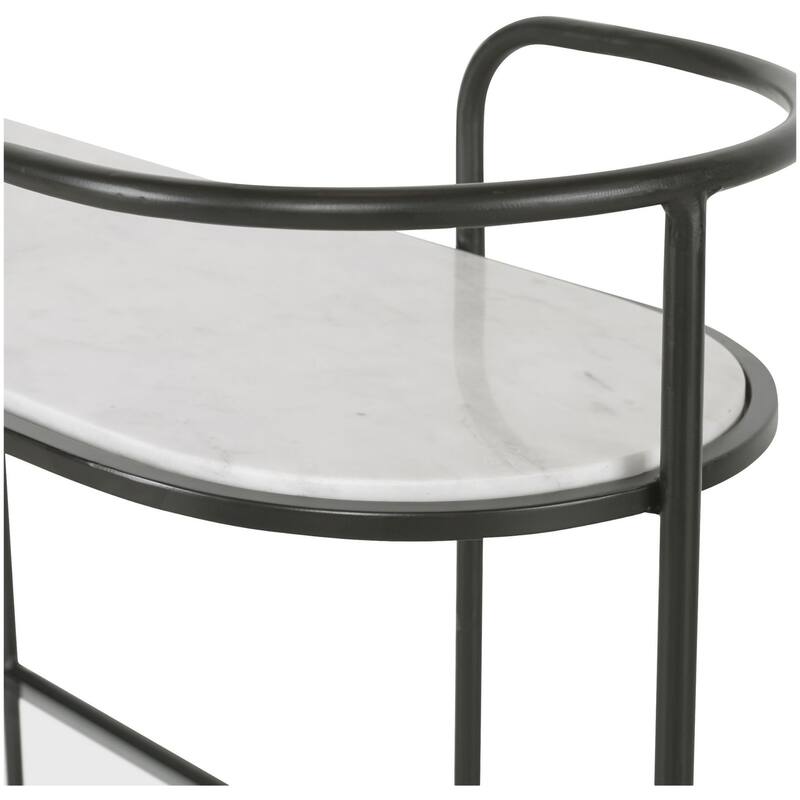 Uttermost 25174 Trolley Bar 14" Wide Marble Top and Iron, Marble, and