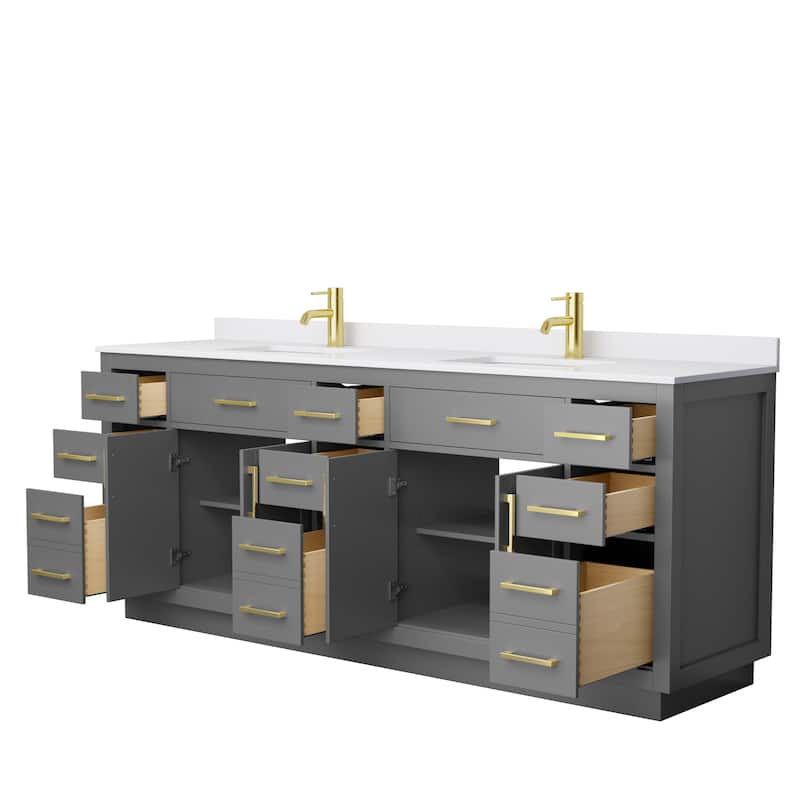 Beckett TK 84-inch Double Vanity, Cultured Marble Top
