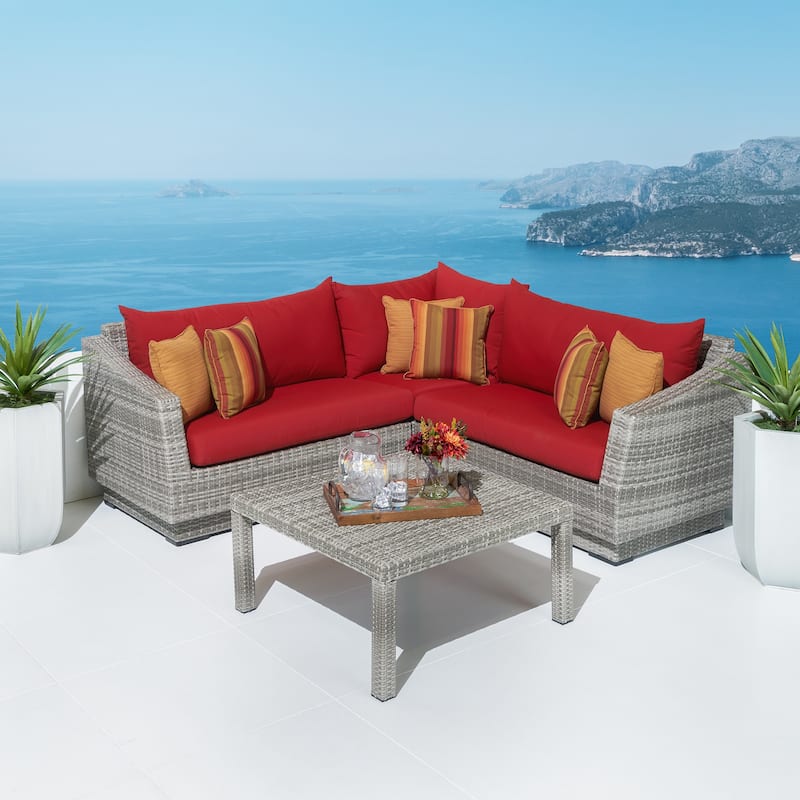 Cannes 4 Piece Sunbrella Outdoor Patio Sectional & Table