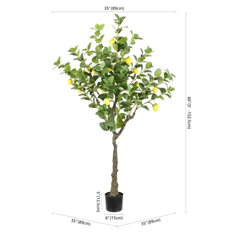 SAFAVIEH Sheree Faux Lemon 60-inch Potted Tree - 35" W x 35" D x 60" H - 35Wx35Dx60H