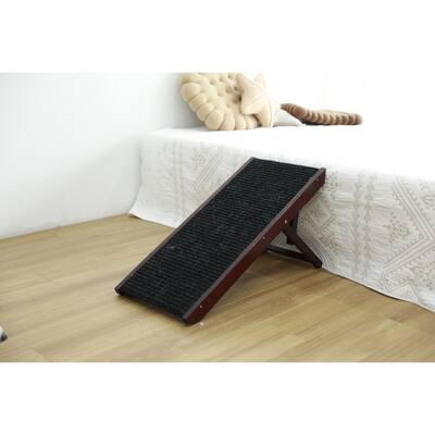 Folding Portable Wooden Adjustable Pet Ramp,Black