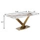 preview thumbnail 77 of 75, Voren Modern Rectangular Dining Table, Sintered Stone/Tempered Glass Top & Stainless Steel Gold Finish Pedestal Base