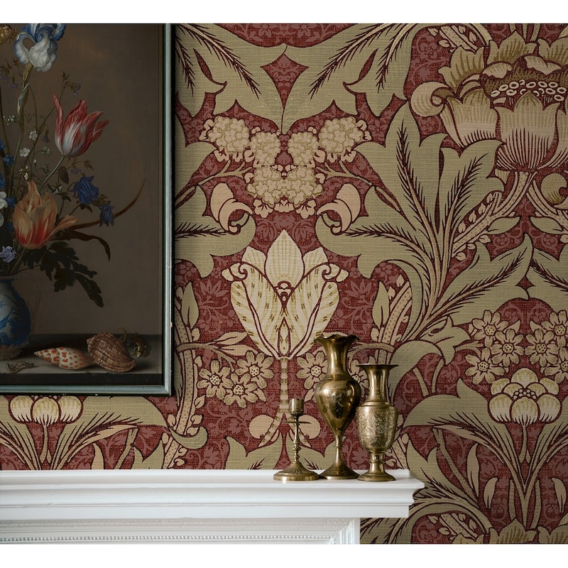 NextWall Acanthus Floral Peel and Stick Wallpaper