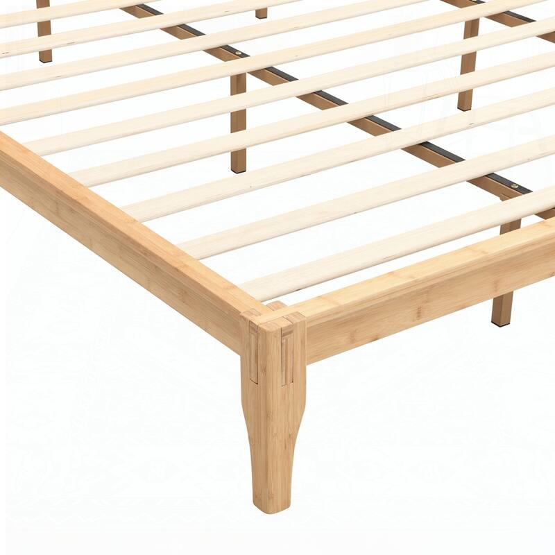 Bamboo Wood Platform Bed with Wood Slat Support