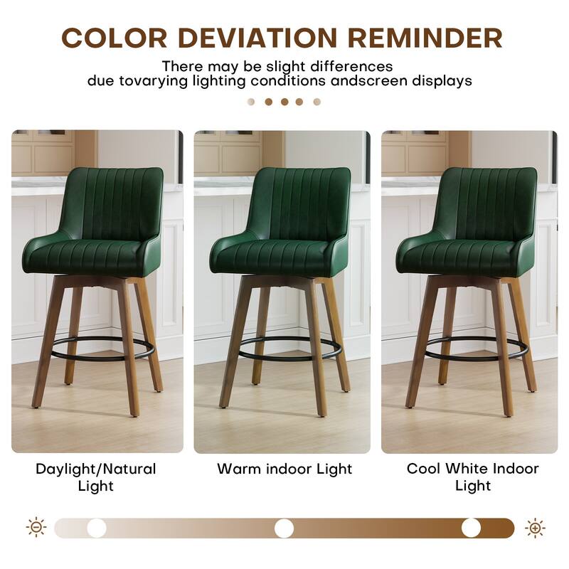26" Faux Leather Upholstered Wood Swivel Counter Stool Set of 3 or 4 - 38.8"H x 20.5"W x 21.7"D