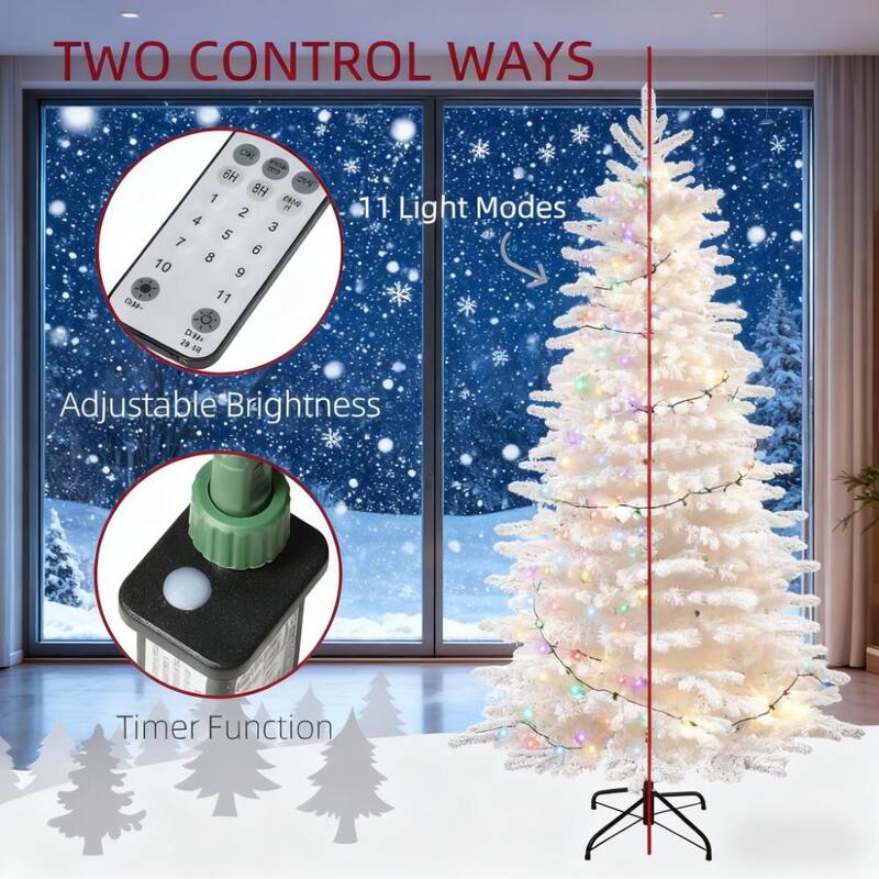 7.5ft Snow Flocked Artificial Christmas Tree - Green