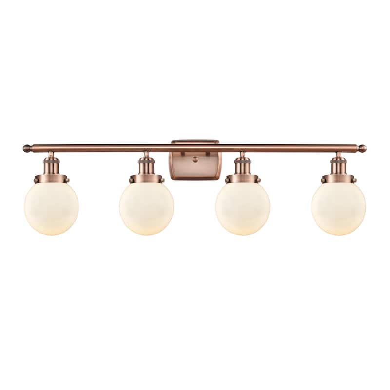Innovations Lighting Ballston Urban Beacon - 4 Light 36" Bath Vanity Light - Antique Copper Finish/Matte White