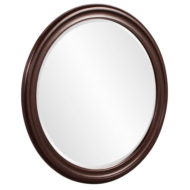 Allan Andrews Round Brown Wood Framed Wall & Accent Mirror - 36"D