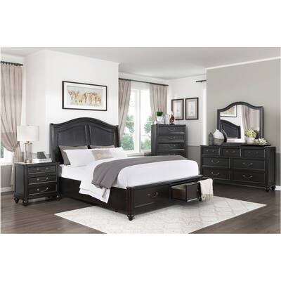 Cressida 4 Piece Charcoal Brown Modern Upholstered Bedroom Set