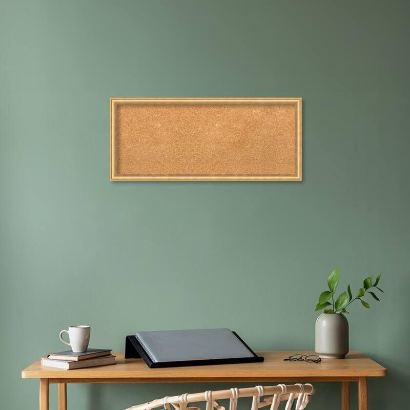 Salon Scoop Wood Framed Natural Corkboard Bulletin Board