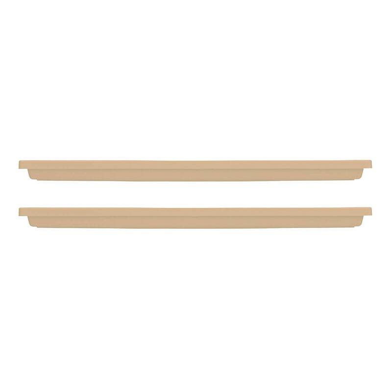 HC Companies Venetian 23.5 In Rectangular Flower Box Saucers, Sandstone (2 Pack) - 6.4